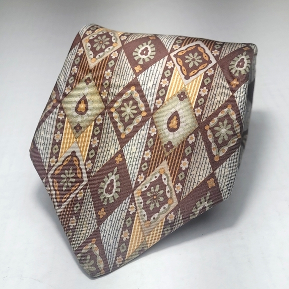 Loosen Up by Superba green and brown silk tie - Picture 1 of 2